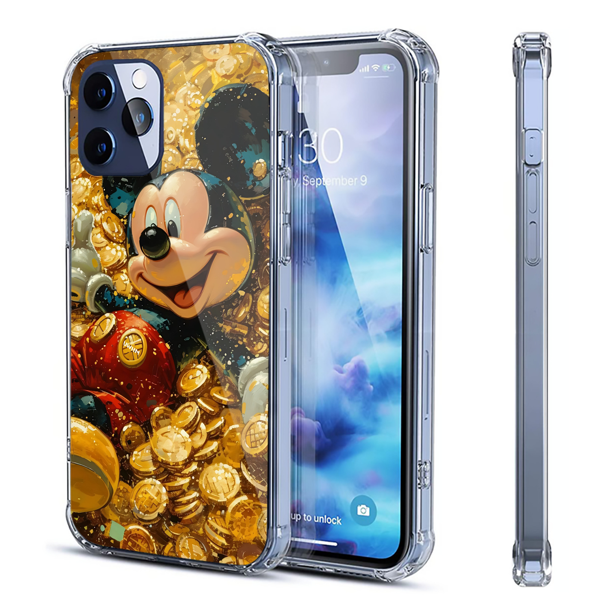 （画像用） ミッキーマウス Mickey Mouse 【iPhone 12シリーズ対応】透明スマホケース（クリアソフトケース）